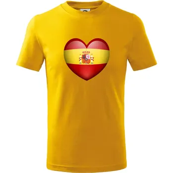 Chlapecké tričko Srdce Španělsko - Tričko dětské bavlněné - 104-110cm / 3-4 roky ( Žlutá )