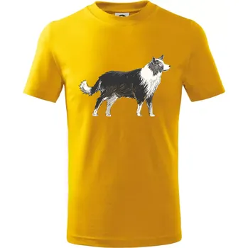 Chlapecké tričko Border kolie kreslená - Tričko dětské bavlněné - 158 cm/12 let ( Žlutá )