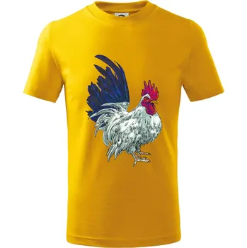 Chlapecké tričko Kohout kreslený bílý - Tričko dětské bavlněné - 122 cm/6 let ( Žlutá )