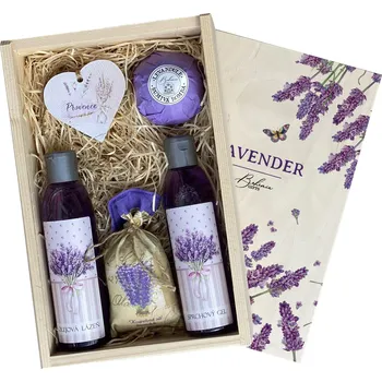 Kosmetická sada Dárková kosmetická sada BOHEMIA GIFTS Dárková dřevěná bedna - Levandule