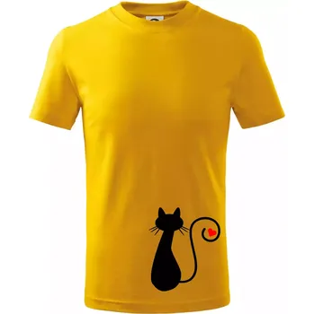 Chlapecké tričko Zamilovaná kočka ocásek - Tričko dětské bavlněné - 122 cm/6 let ( Žlutá )