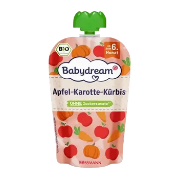 Dětská výživa Babydream BIO Ovocná kapsička jablko, dýně, mrkev 100 g