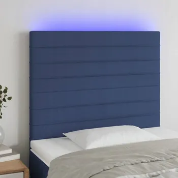 VidaXL Čelo postele s LED, modré, 80x5x118/128 cm, textil