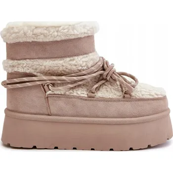 Dámská zimní obuv Dámské Sněhule Kotníkové Boty Zateplené Zimní Velmi Teplé Mukluky Béžové 39