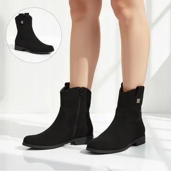 Dámské kozačky Černé Dámské kotníkové boty z eko semiše Kelmoria 37