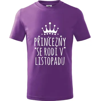 Chlapecké tričko Princezny se rodí v listopadu - Tričko dětské bavlněné - 146 cm/10 let ( Fialová )