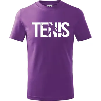 Tenis nápis silueta - Tričko dětské bavlněné - 98 cm / 2 roky ( Fialová )