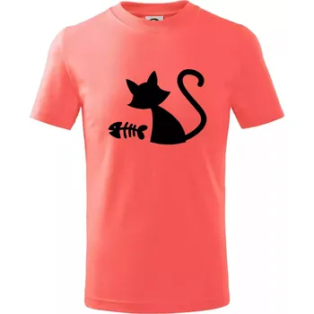 Chlapecké tričko Ryba vs kočka - Tričko dětské bavlněné - 98 cm / 2 roky ( Korálová )