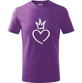 Srdce princezna - Tričko dětské bavlněné - 104-110cm / 3-4 roky ( Fialová )