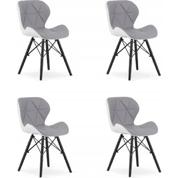 Jídelní židle Čalouněná židle šedo-bílá LAGO 4 ks ekokůže černé nohy