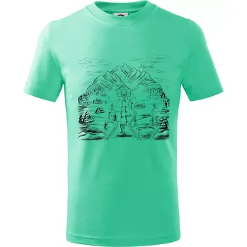 Hory a lyže - můj relax - Tričko dětské bavlněné - 98 cm / 2 roky ( Mátová )