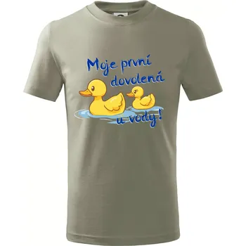 Moje první dovolená u vody - holčička - Tričko dětské bavlněné - 98 cm / 2 roky ( Light khaki )