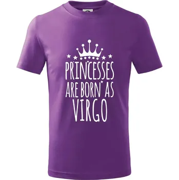 Princesses are born as Virgo - Panna - Tričko dětské bavlněné - 104-110cm / 3-4 roky ( Fialová )