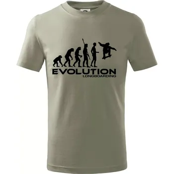 Chlapecké tričko Evoluce longboard jump - Tričko dětské bavlněné - 98 cm / 2 roky ( Light khaki )