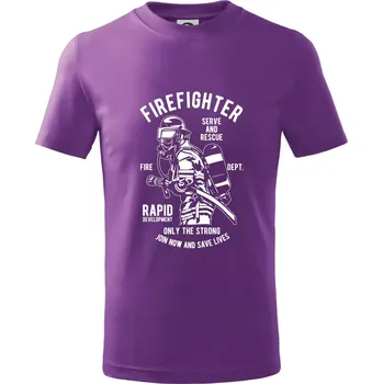 Firefighter Dept - Tričko dětské bavlněné - 134 cm/8 let ( Fialová )