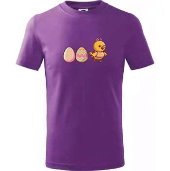 Evoluce vajíčka - velikonoce - kuře - Tričko dětské bavlněné - 146 cm/10 let ( Fialová )