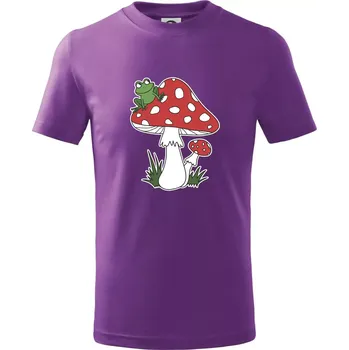 Goblincore houba veselá - Tričko dětské bavlněné - 158 cm/12 let ( Fialová )