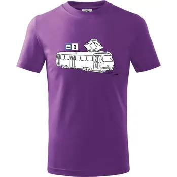 Tramvaj číslo 3 - Tričko dětské bavlněné - 98 cm / 2 roky ( Fialová )