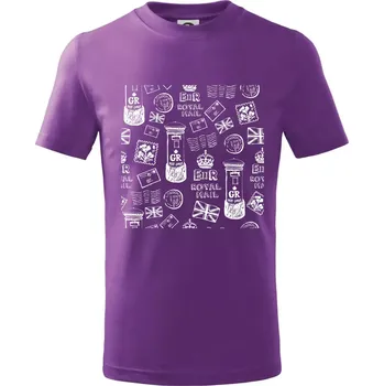 Britská pošta ikony - Tričko dětské bavlněné - 104-110cm / 3-4 roky ( Fialová )