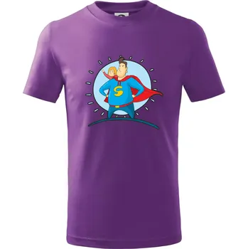 Táta superman - holka - Tričko dětské bavlněné - 134 cm/8 let ( Fialová )