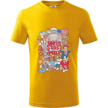 USA karikatura - Tričko dětské bavlněné - 98 cm / 2 roky ( Žlutá )