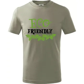 Chlapecké tričko Eco friendly - lístečky - Tričko dětské bavlněné - 98 cm / 2 roky ( Light khaki )