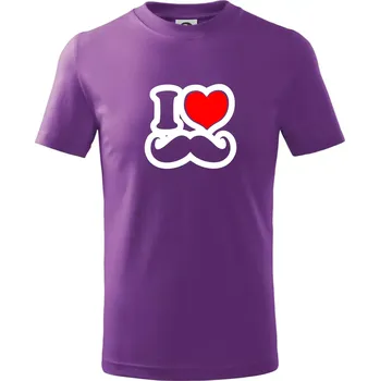 i love mustache - obrys - Tričko dětské bavlněné - 104-110cm / 3-4 roky ( Fialová )