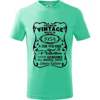 Vintage Etiketa - 1954 - Tričko dětské bavlněné - 98 cm / 2 roky ( Mátová )