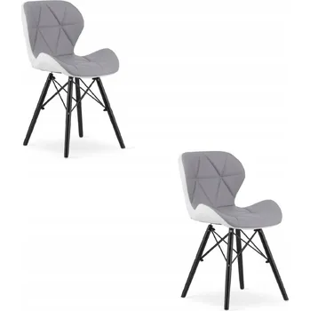 Jídelní židle Čalouněná židle šedo-bílá LAGO 2 ks ekokůže černé nohy