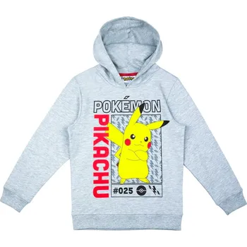 Chlapecká mikina Dětská mikina s kapucí Pokémon Pikachu šedá 116