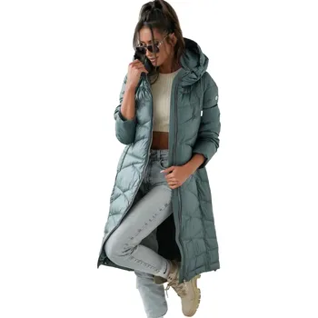 Dámský kabát Dlouhý prošívaný dámský zimní kabát zateplený elegantní SAMANTA 46