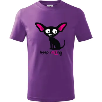 Keep smiling Čivava (Hana-creative) - Tričko dětské bavlněné - 122 cm/6 let ( Fialová )