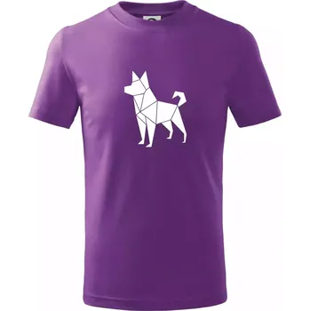 Origami pes z boku - Tričko dětské bavlněné - 98 cm / 2 roky ( Fialová )