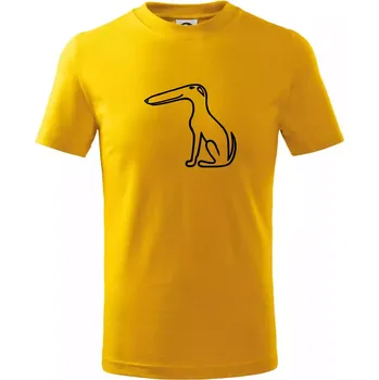 Barzoj obrys černý (Moňas) - Tričko dětské bavlněné - 98 cm / 2 roky ( Žlutá )