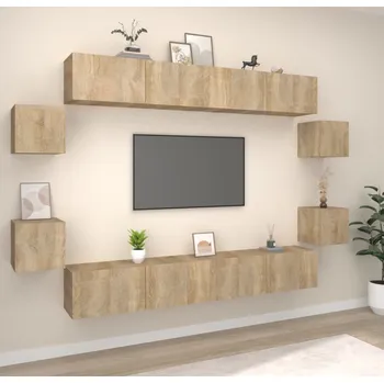 Obývací stěna vidaXL 8dílný set TV skříněk kompozitní dřevo [3114224] Barva: dub sonoma