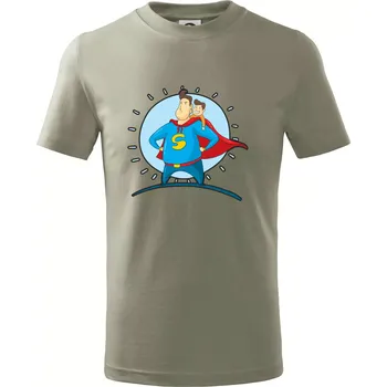 Chlapecké tričko Táta superman - kluk - Tričko dětské bavlněné - 98 cm / 2 roky ( Light khaki )