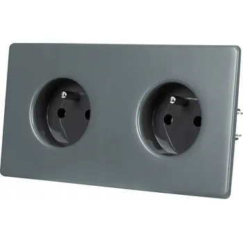 Elektrická zásuvka Dvojitá elektrická zásuvka Ocel Lakovaná Primer Šedá Plast