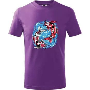 Yin & Yang Koi kapr - červený - Tričko dětské bavlněné - 104-110cm / 3-4 roky ( Fialová )