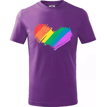 Srdce čmárané - Tričko dětské bavlněné - 146 cm/10 let ( Fialová )