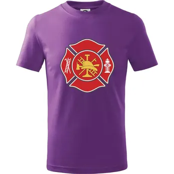 Fire department logo červené - Tričko dětské bavlněné - 122 cm/6 let ( Fialová )