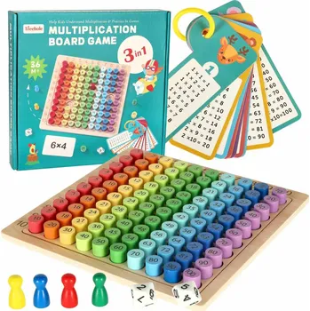 Dřevěná hračka KiK KX3987 vzdělávací dřevěná násobilka barevné kruhy