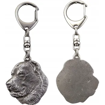 Středoasijský pastevecký pes - postříbřená přívěsek na klíče s psem v krabičce