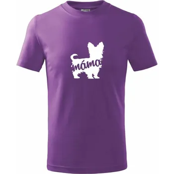 Jorkšírský teriér máma obrys - Tričko dětské bavlněné - 98 cm / 2 roky ( Fialová )