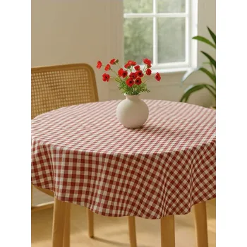 ubrus Sinsay - Kulatý ubrus s kostkovaným vzorem - červená - 202II-33X - 202II-33X-ONE