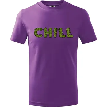 Konopí nápis chill - Tričko dětské bavlněné - 158 cm/12 let ( Fialová )