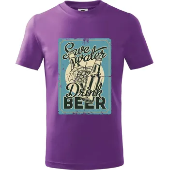 Save water drink beer poster - Tričko dětské bavlněné - 146 cm/10 let ( Fialová )