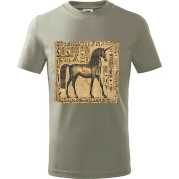 Chlapecké tričko Egyptské hieroglyfy jednorožec - Tričko dětské bavlněné - 98 cm / 2 roky ( Light khaki )
