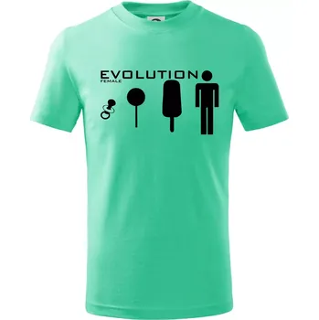 Evoluce ženy - Tričko dětské bavlněné - 98 cm / 2 roky ( Mátová )