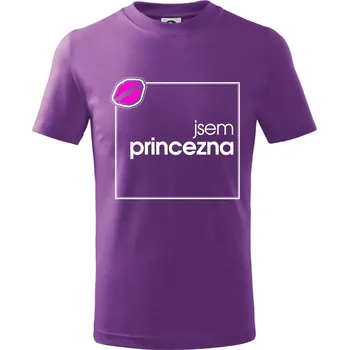 Jsem princezna ve čtverci - Tričko dětské bavlněné - 134 cm/8 let ( Fialová )