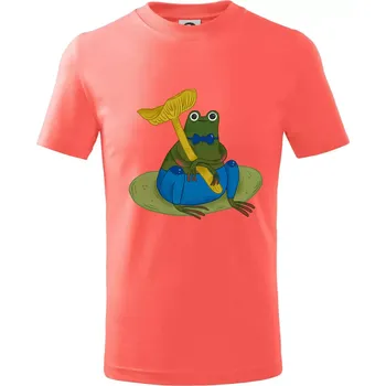 Žába s houbou (studio-arte.cz) - Tričko dětské bavlněné - 98 cm / 2 roky ( Korálová )